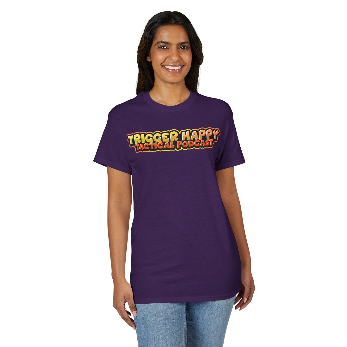 Trigger Happy Tactical Podcast T-Shirt — “Don’t Be a P*ssy” Middle Finger -Tan Gear Tee