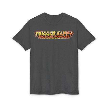 Trigger Happy Tactical Podcast T-Shirt — “Don’t Be a P*ssy” Middle Finger -Tan Gear Tee