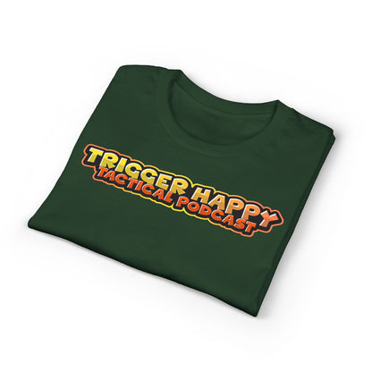 Trigger Happy Tactical Podcast T-Shirt — “Don’t Be a P*ssy” Middle Finger -Tan Gear Tee