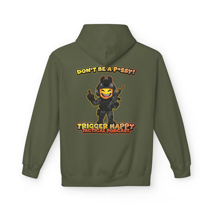 Trigger Happy Tactical Podcast - DONT BE A P*SSY Hoodie - Middle Finger - Black Gear