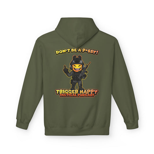 Trigger Happy Tactical Podcast - DONT BE A P*SSY Hoodie - Middle Finger - Black Gear