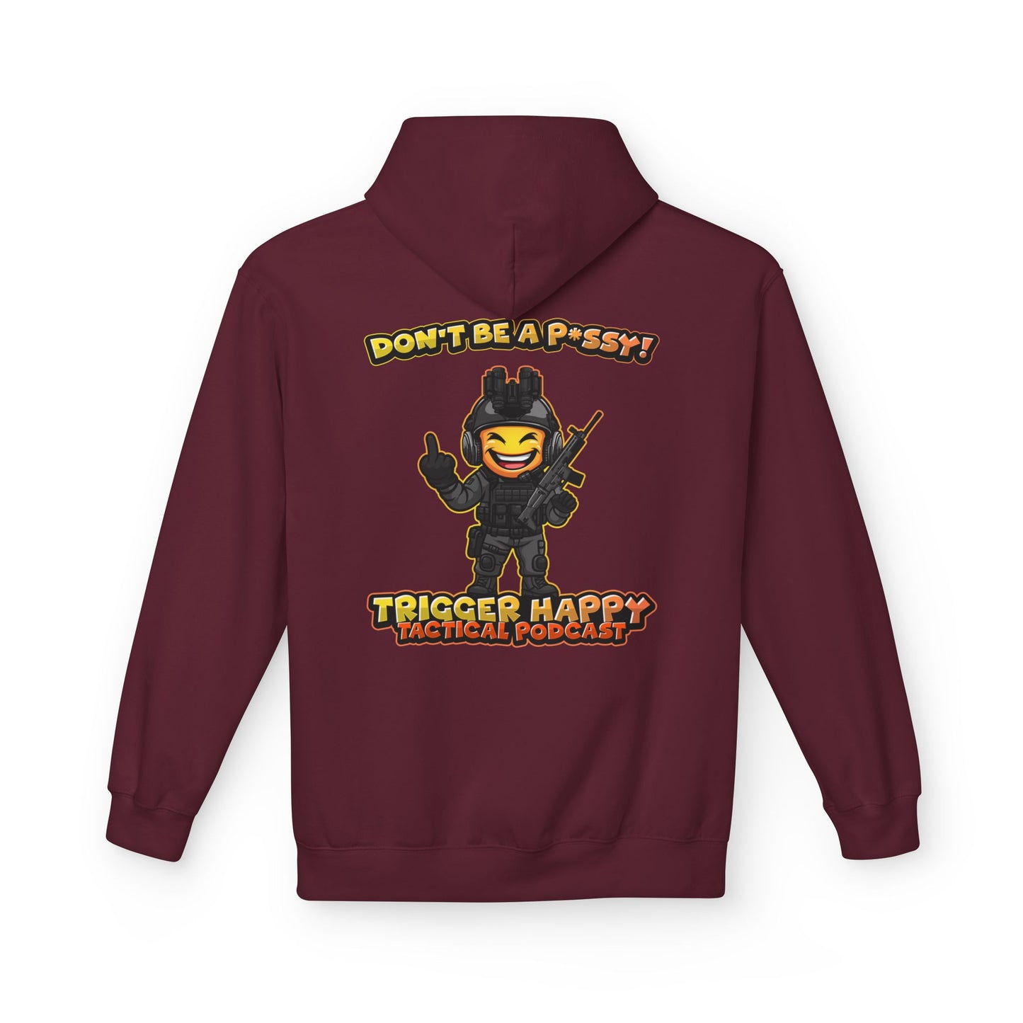Trigger Happy Tactical Podcast - DONT BE A P*SSY Hoodie - Middle Finger - Black Gear