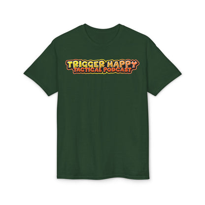 Trigger Happy Tactical Podcast T-Shirt — “Don’t Be a P*ssy” Middle Finger -Tan Gear Tee