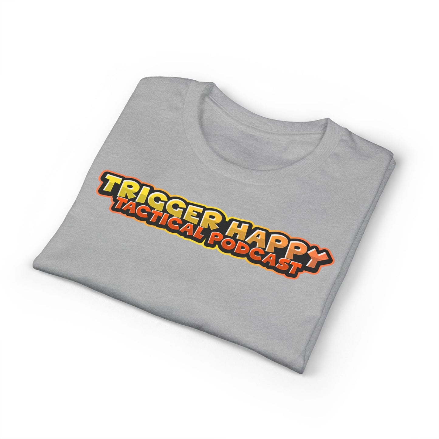 Trigger Happy Tactical Podcast T-Shirt — “Don’t Be a P*ssy” Middle Finger -Tan Gear Tee