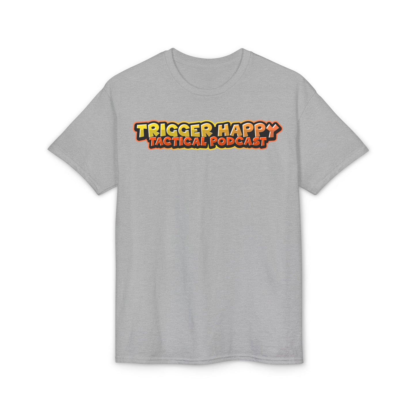 Trigger Happy Tactical Podcast T-Shirt — “Don’t Be a P*ssy” Middle Finger -Tan Gear Tee